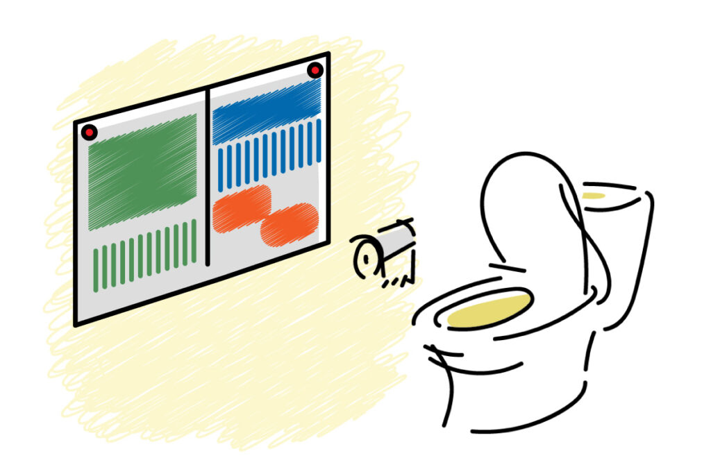 子供新聞をトイレに貼って読めるようにしている